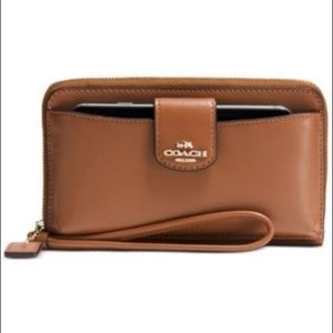 COACH Brown Leather Wristlet